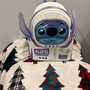 Loungefly White and Purple Stitch Kids Backpack